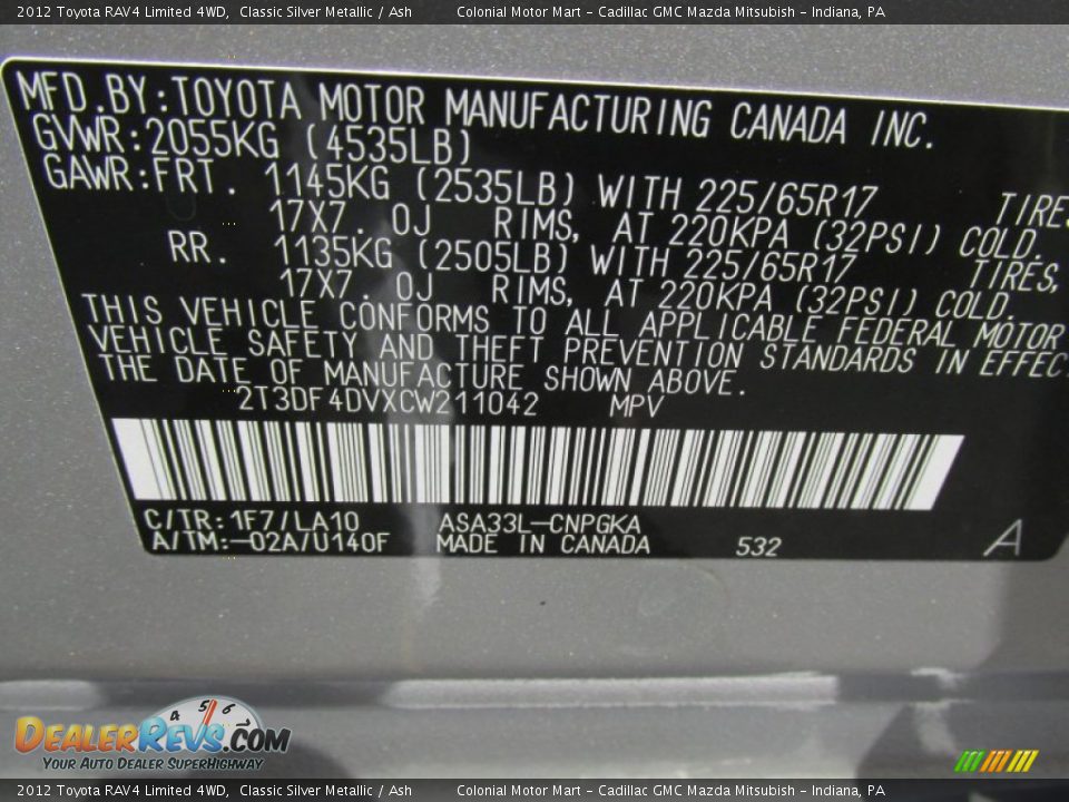 2012 Toyota RAV4 Limited 4WD Classic Silver Metallic / Ash Photo #19