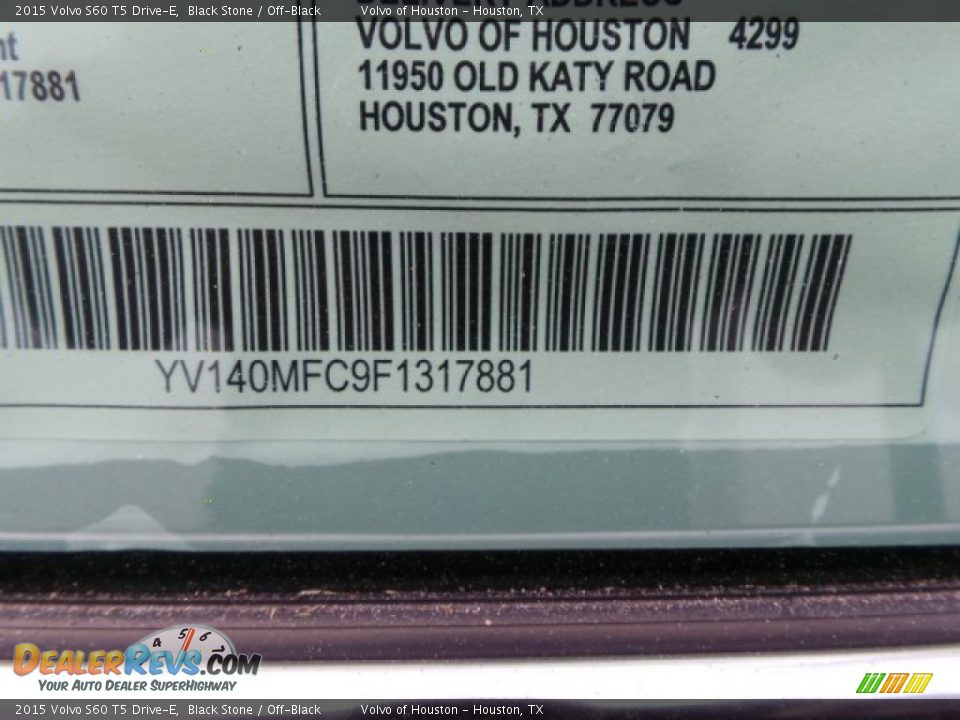 2015 Volvo S60 T5 Drive-E Black Stone / Off-Black Photo #32