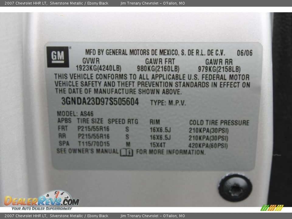 2007 Chevrolet HHR LT Silverstone Metallic / Ebony Black Photo #17