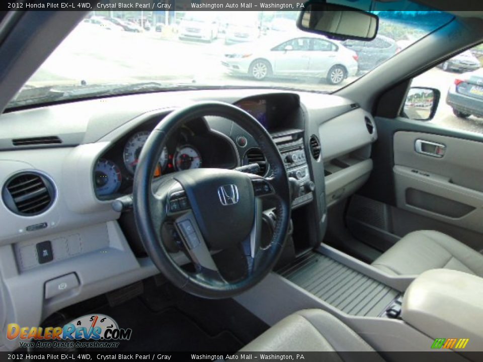 2012 Honda Pilot EX-L 4WD Crystal Black Pearl / Gray Photo #9
