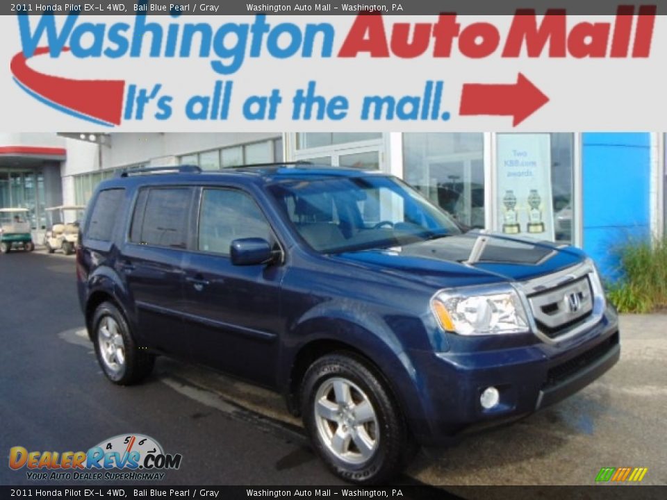 2011 Honda Pilot EX-L 4WD Bali Blue Pearl / Gray Photo #1