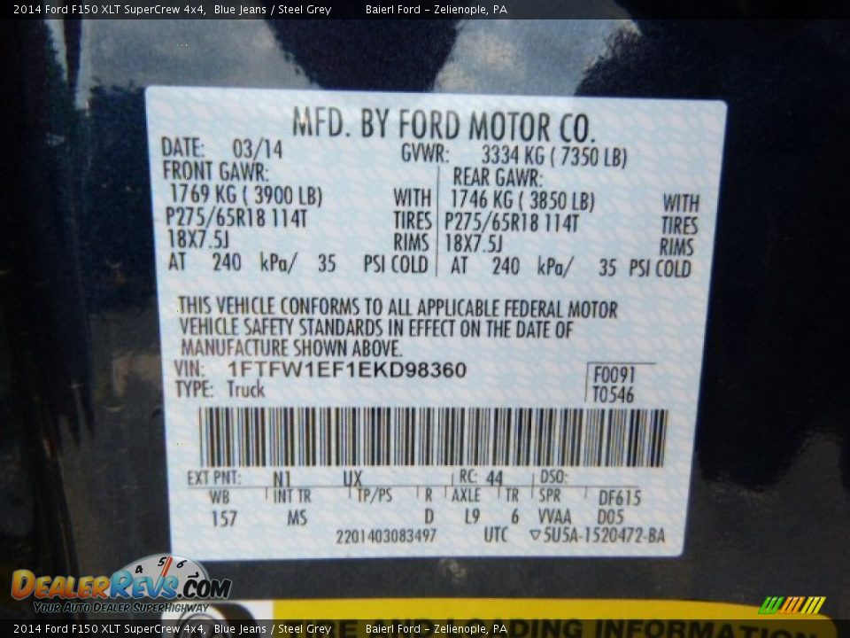 2014 Ford F150 XLT SuperCrew 4x4 Blue Jeans / Steel Grey Photo #20