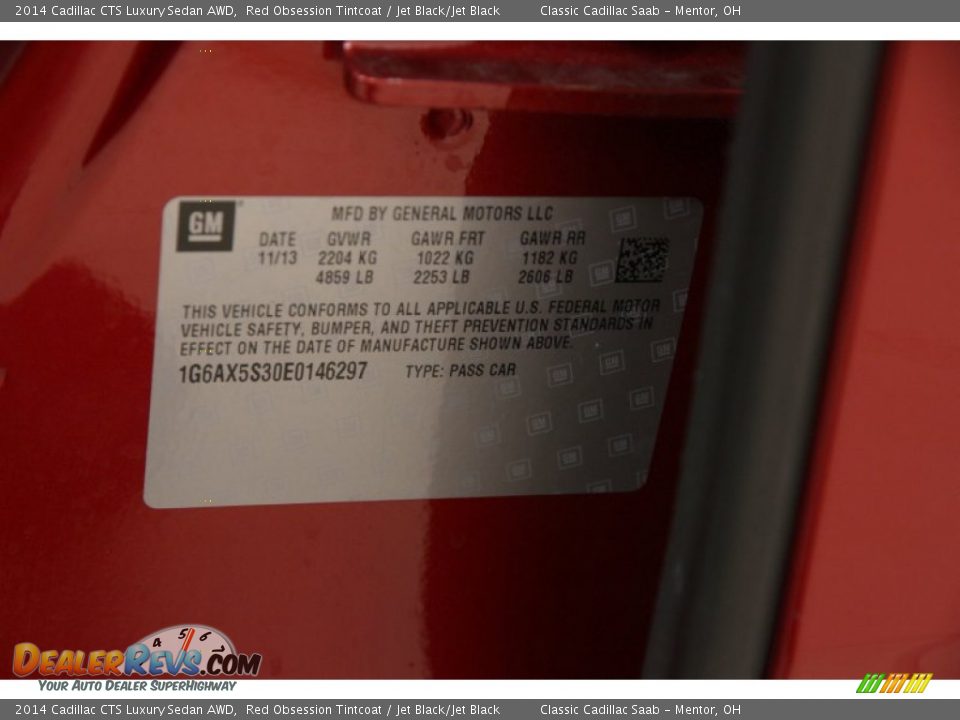 2014 Cadillac CTS Luxury Sedan AWD Red Obsession Tintcoat / Jet Black/Jet Black Photo #22