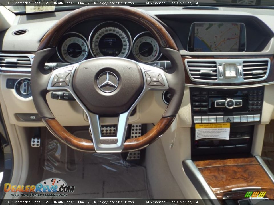 2014 Mercedes-Benz E 550 4Matic Sedan Black / Silk Beige/Espresso Brown Photo #9