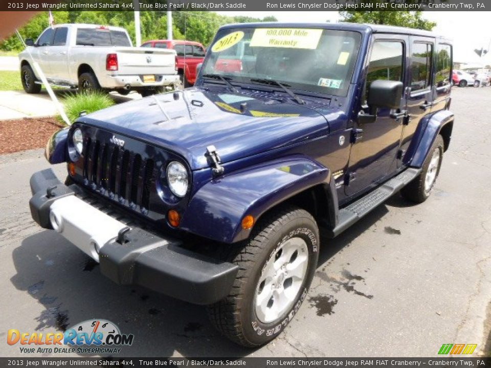 2013 Jeep Wrangler Unlimited Sahara 4x4 True Blue Pearl / Black/Dark Saddle Photo #4