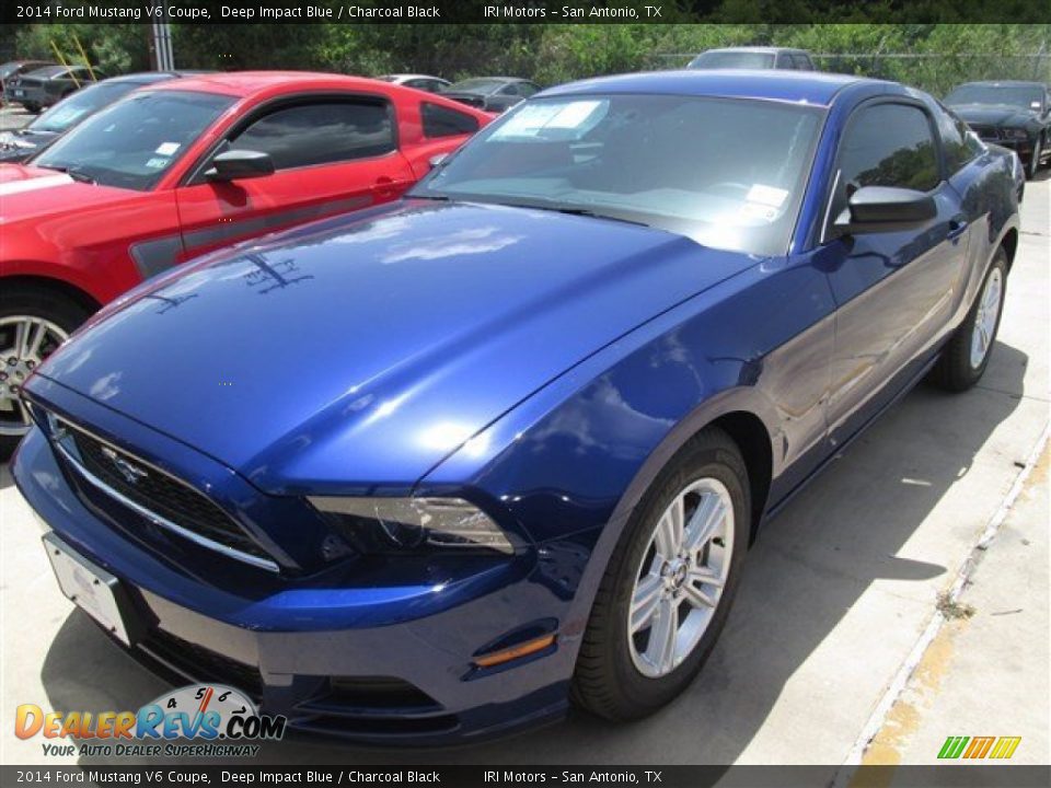 2014 Ford Mustang V6 Coupe Deep Impact Blue / Charcoal Black Photo #2