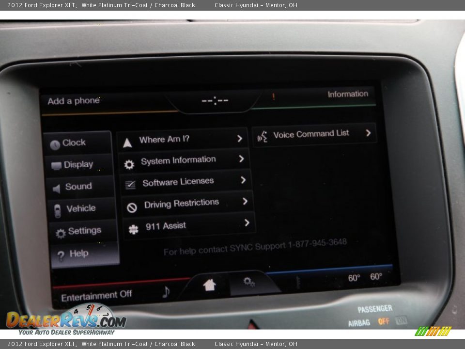 2012 Ford Explorer XLT White Platinum Tri-Coat / Charcoal Black Photo #21