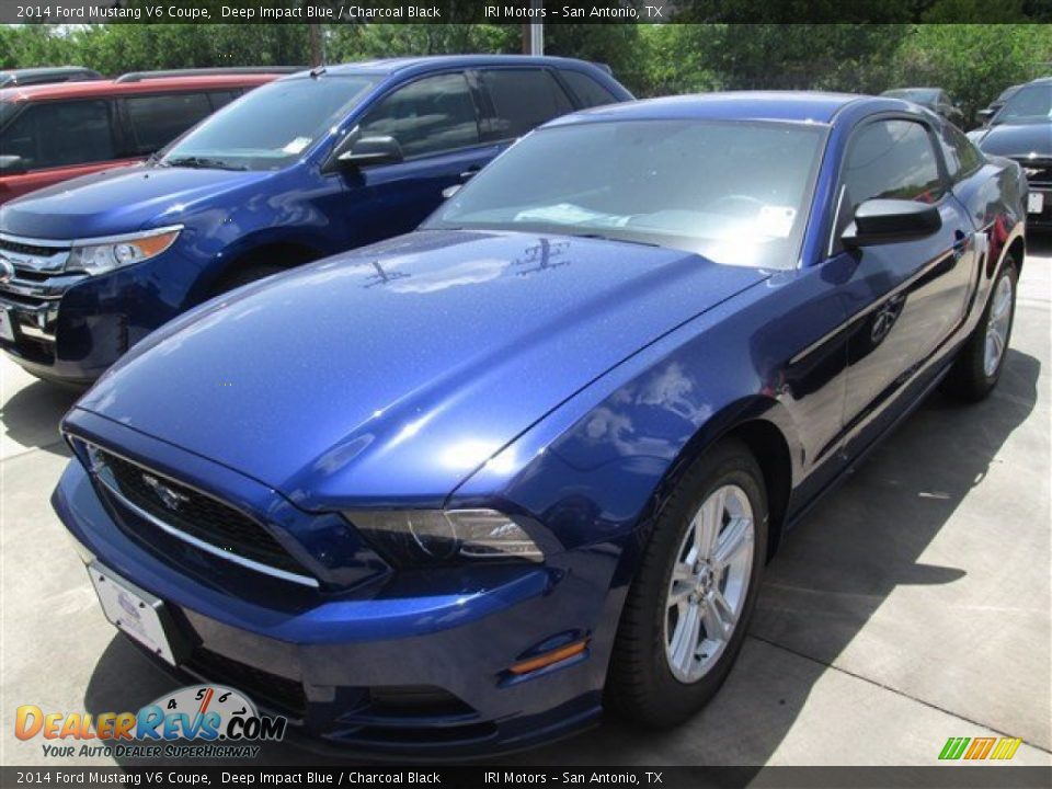 2014 Ford Mustang V6 Coupe Deep Impact Blue / Charcoal Black Photo #2