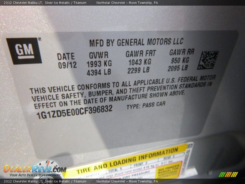 2012 Chevrolet Malibu LT Silver Ice Metallic / Titanium Photo #19