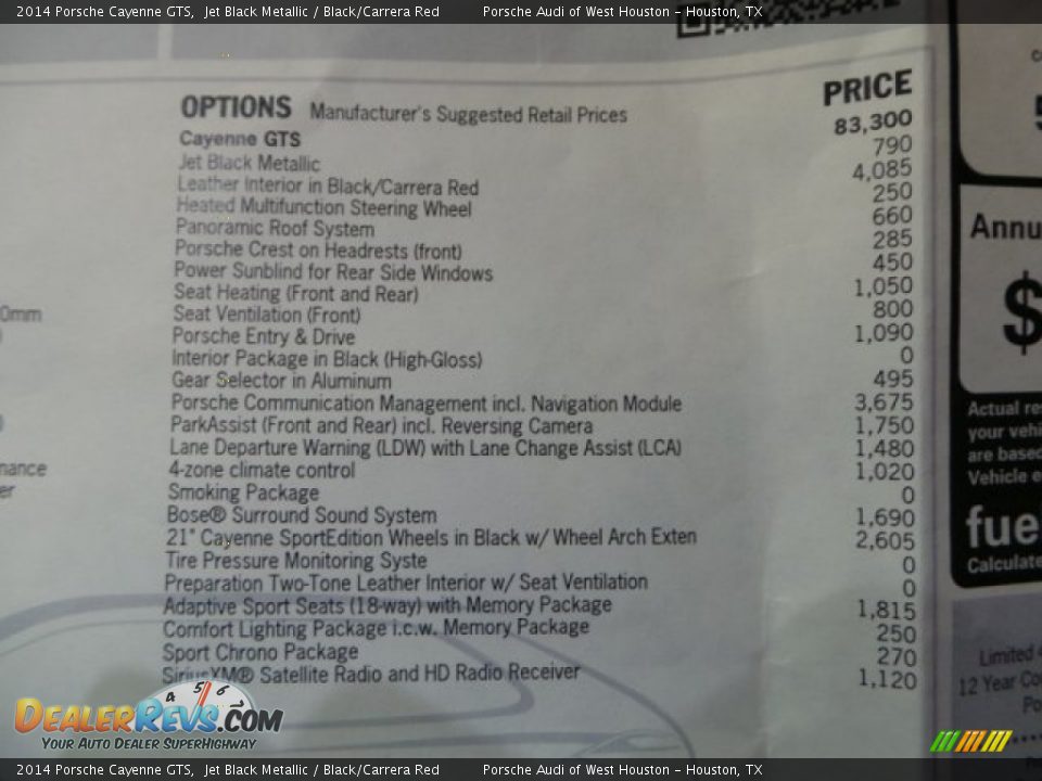 2014 Porsche Cayenne GTS Window Sticker Photo #36