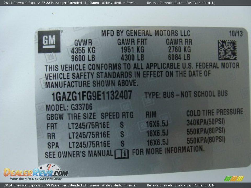 2014 Chevrolet Express 3500 Passenger Extended LT Summit White / Medium Pewter Photo #15