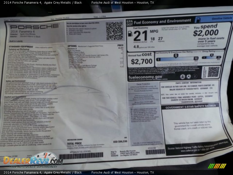 2014 Porsche Panamera 4 Agate Grey Metallic / Black Photo #35