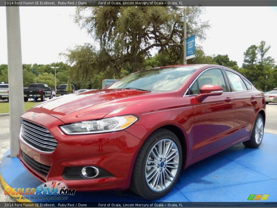 2014 Ford Fusion SE EcoBoost Ruby Red / Dune Photo #1