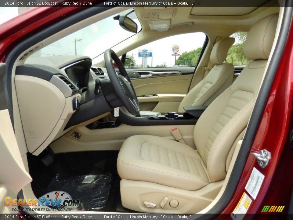 2014 Ford Fusion SE EcoBoost Ruby Red / Dune Photo #6
