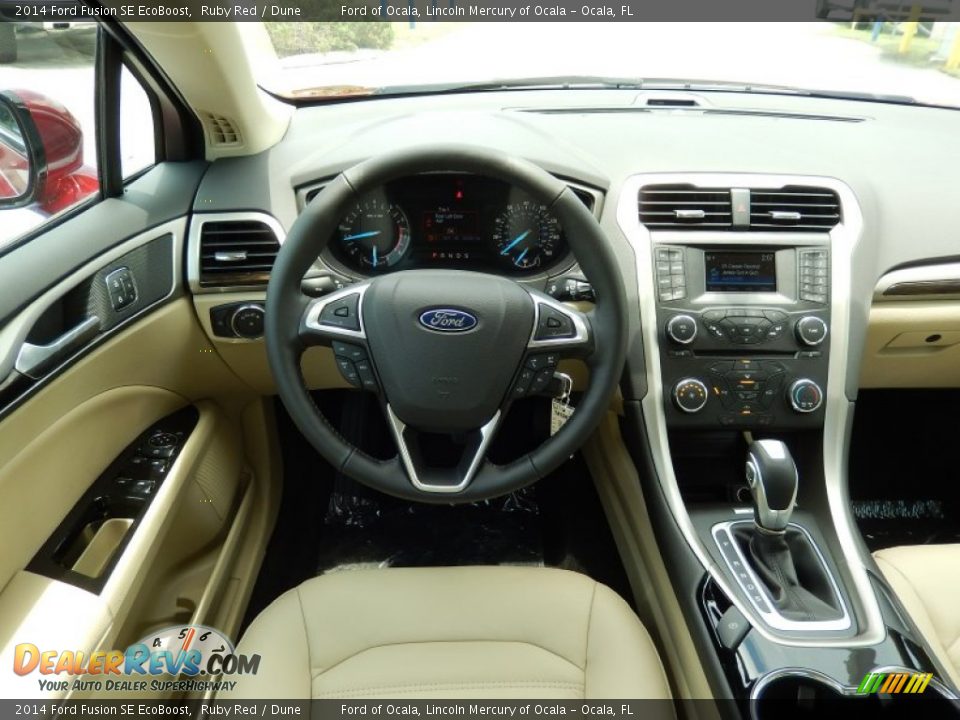 2014 Ford Fusion SE EcoBoost Ruby Red / Dune Photo #9