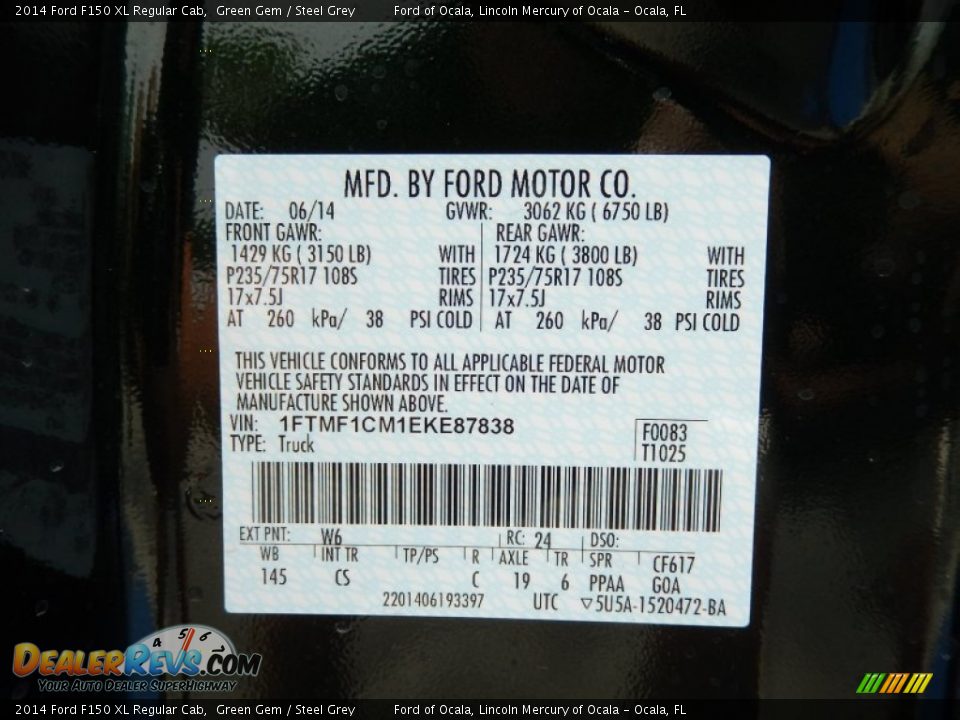 2014 Ford F150 XL Regular Cab Green Gem / Steel Grey Photo #11