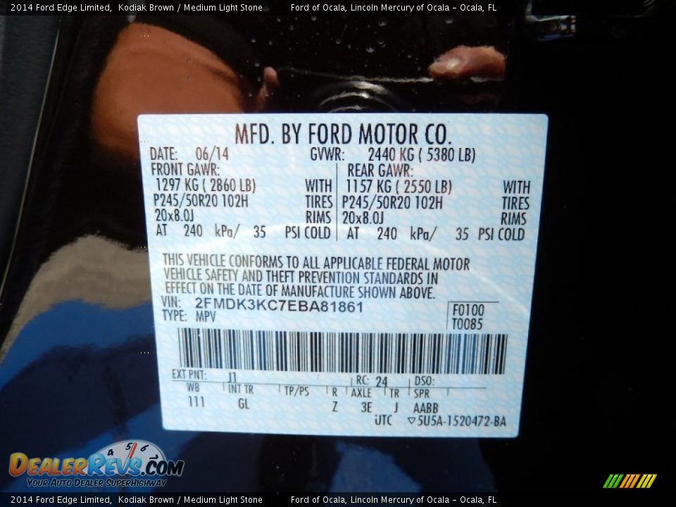 2014 Ford Edge Limited Kodiak Brown / Medium Light Stone Photo #13
