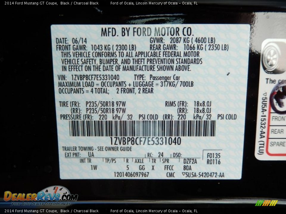2014 Ford Mustang GT Coupe Black / Charcoal Black Photo #13