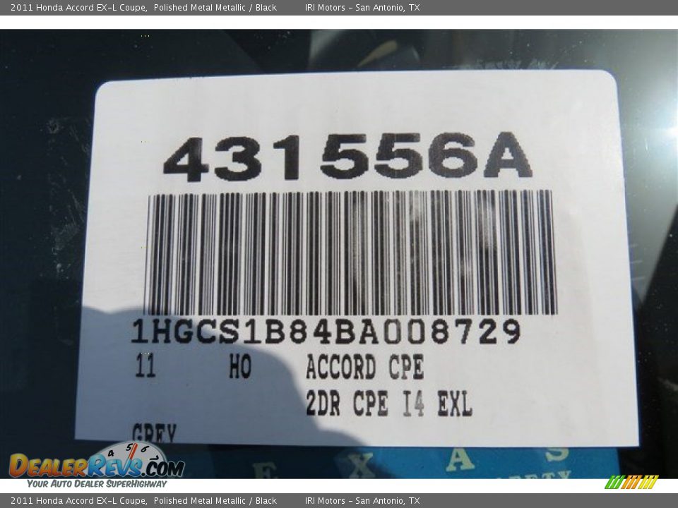 2011 Honda Accord EX-L Coupe Polished Metal Metallic / Black Photo #19