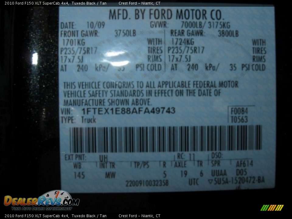 2010 Ford F150 XLT SuperCab 4x4 Tuxedo Black / Tan Photo #15