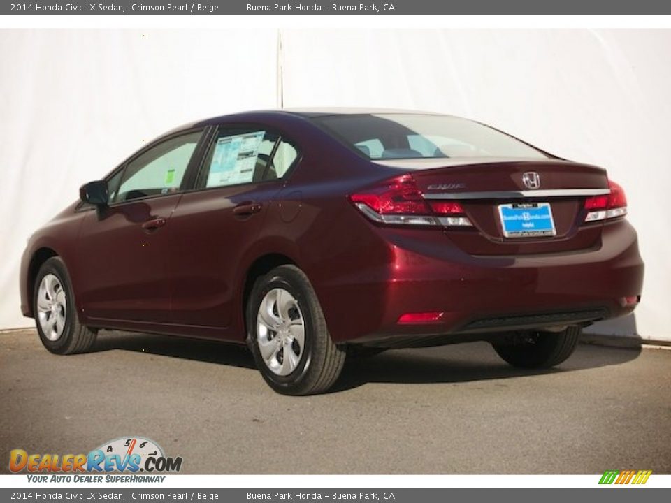 2014 Honda Civic LX Sedan Crimson Pearl / Beige Photo #2