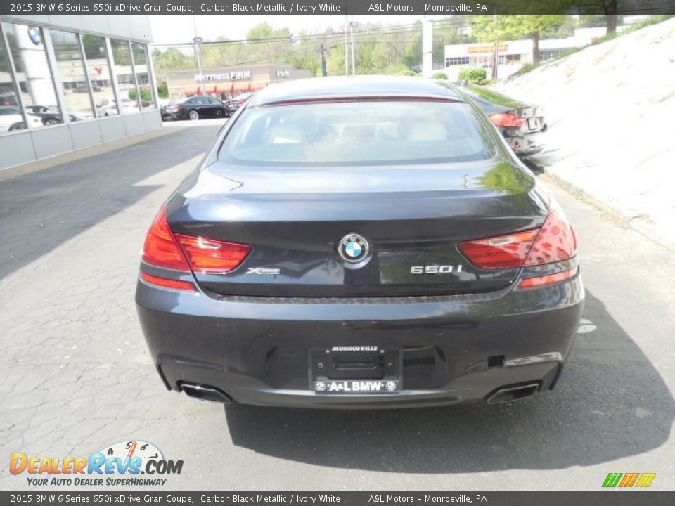 2015 BMW 6 Series 650i xDrive Gran Coupe Carbon Black Metallic / Ivory White Photo #5