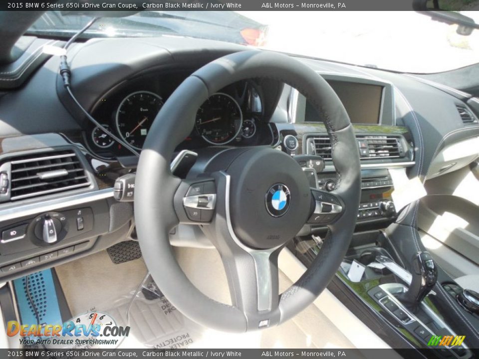2015 BMW 6 Series 650i xDrive Gran Coupe Carbon Black Metallic / Ivory White Photo #14