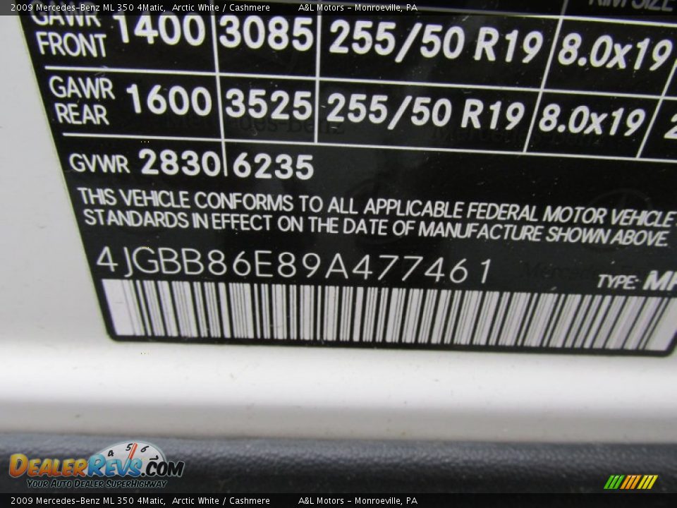 2009 Mercedes-Benz ML 350 4Matic Arctic White / Cashmere Photo #19