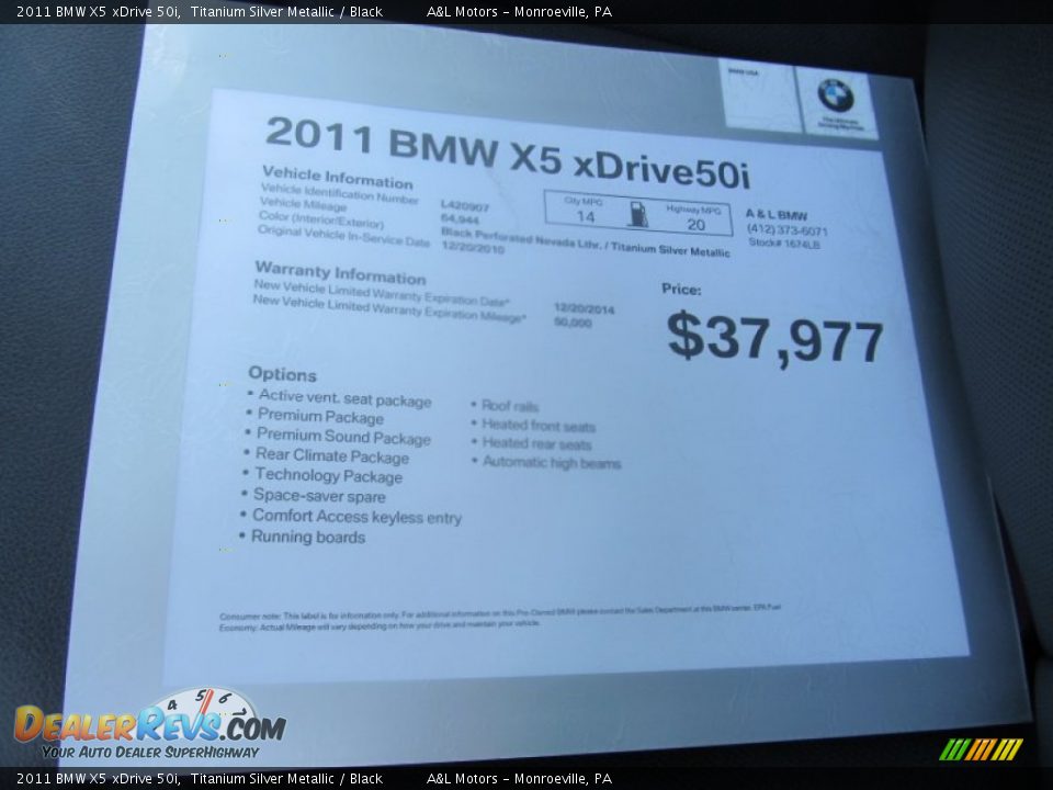 2011 BMW X5 xDrive 50i Titanium Silver Metallic / Black Photo #12