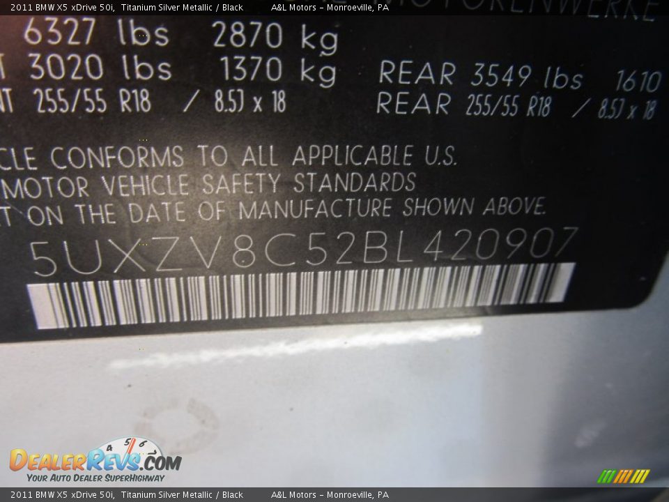 2011 BMW X5 xDrive 50i Titanium Silver Metallic / Black Photo #19