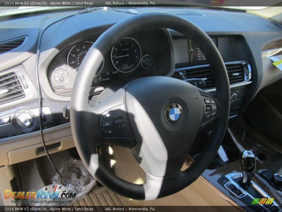 2014 BMW X3 xDrive28i Alpine White / Sand Beige Photo #14