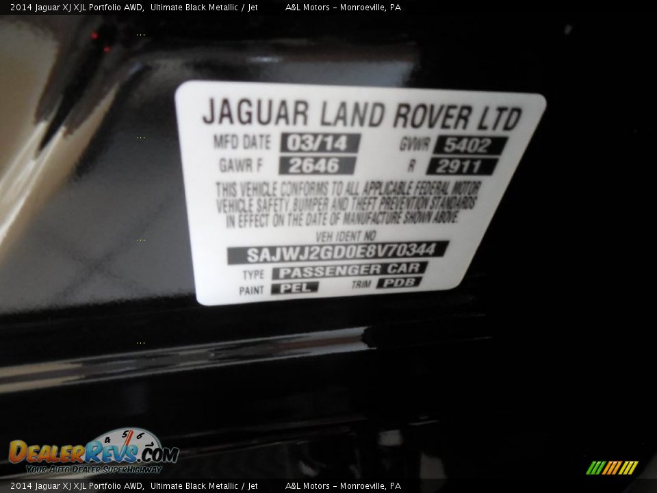 2014 Jaguar XJ XJL Portfolio AWD Ultimate Black Metallic / Jet Photo #19