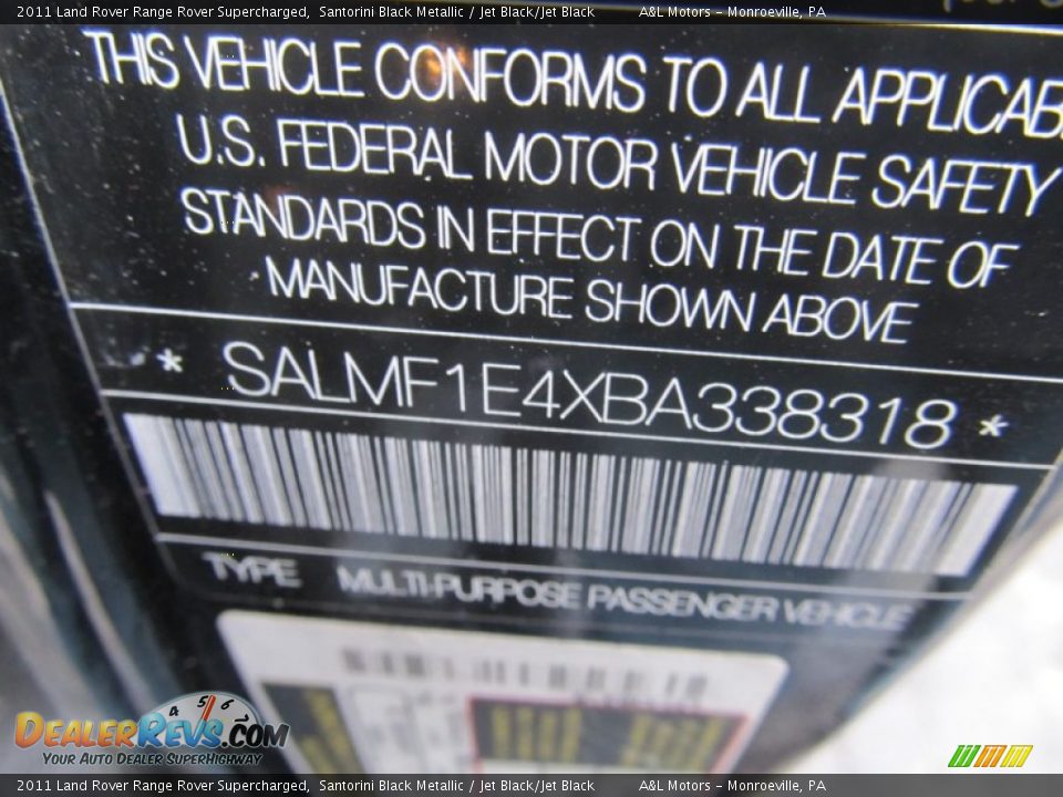 2011 Land Rover Range Rover Supercharged Santorini Black Metallic / Jet Black/Jet Black Photo #19