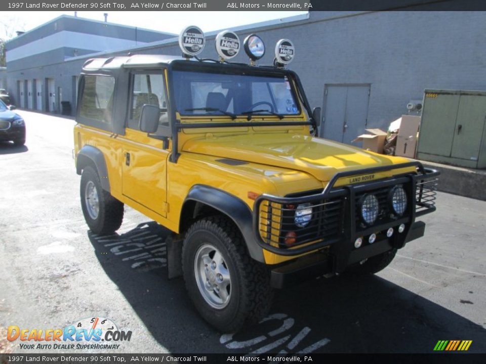 1997 Land Rover Defender 90 Soft Top AA Yellow / Charcoal Twill Photo #7