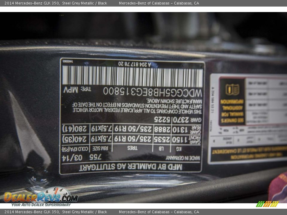 2014 Mercedes-Benz GLK 350 Steel Grey Metallic / Black Photo #7