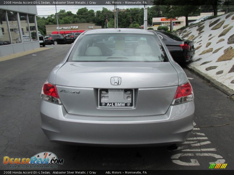 2008 Honda Accord EX-L Sedan Alabaster Silver Metallic / Gray Photo #5