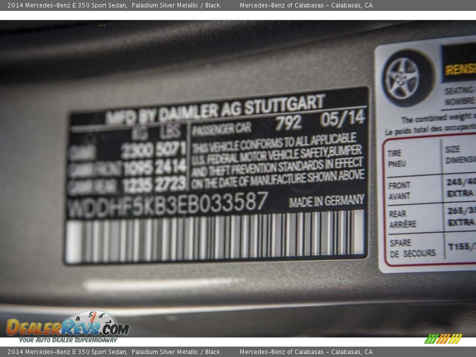 2014 Mercedes-Benz E 350 Sport Sedan Paladium Silver Metallic / Black Photo #7