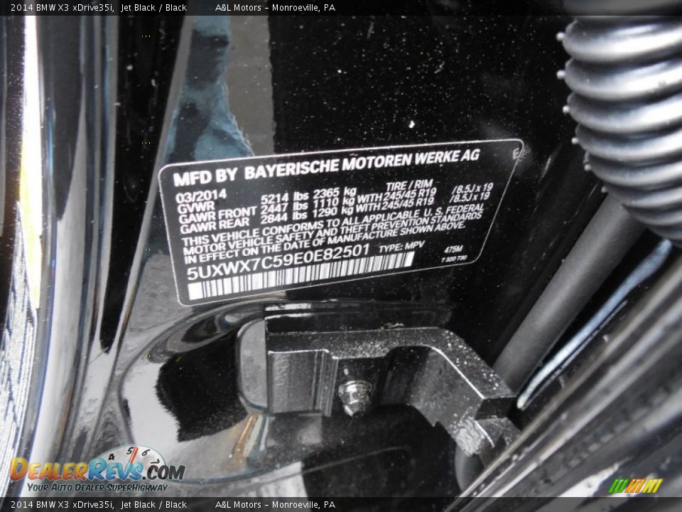 2014 BMW X3 xDrive35i Jet Black / Black Photo #19