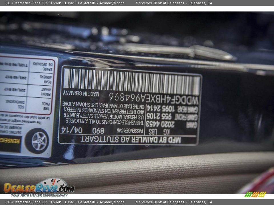 2014 Mercedes-Benz C 250 Sport Lunar Blue Metallic / Almond/Mocha Photo #7