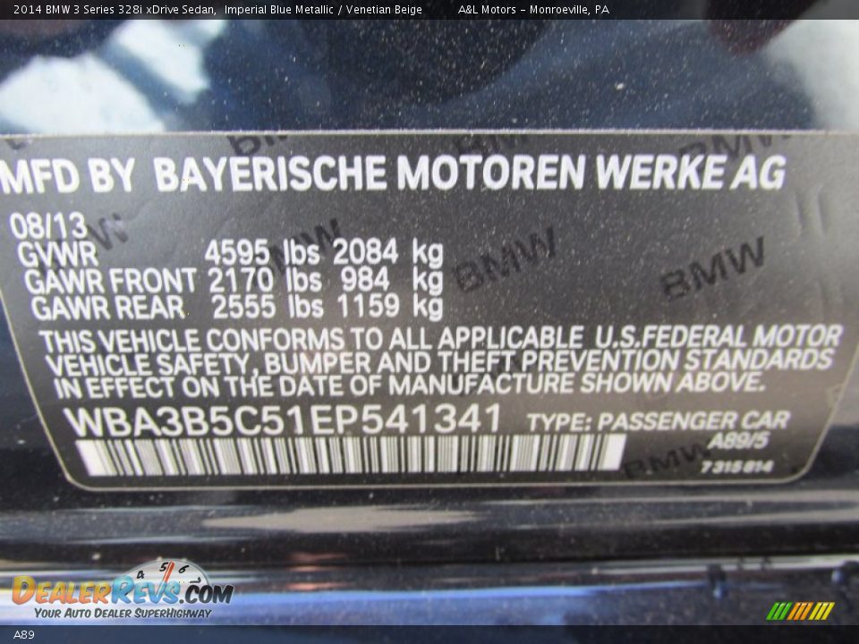 BMW Color Code A89 Imperial Blue Metallic