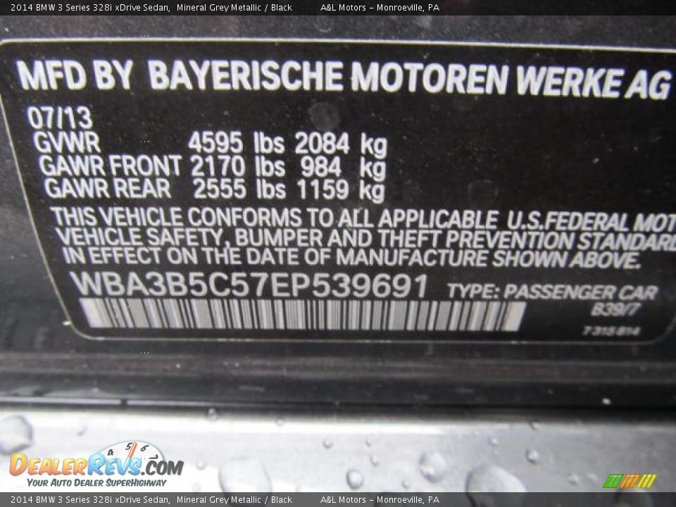 2014 BMW 3 Series 328i xDrive Sedan Mineral Grey Metallic / Black Photo #19