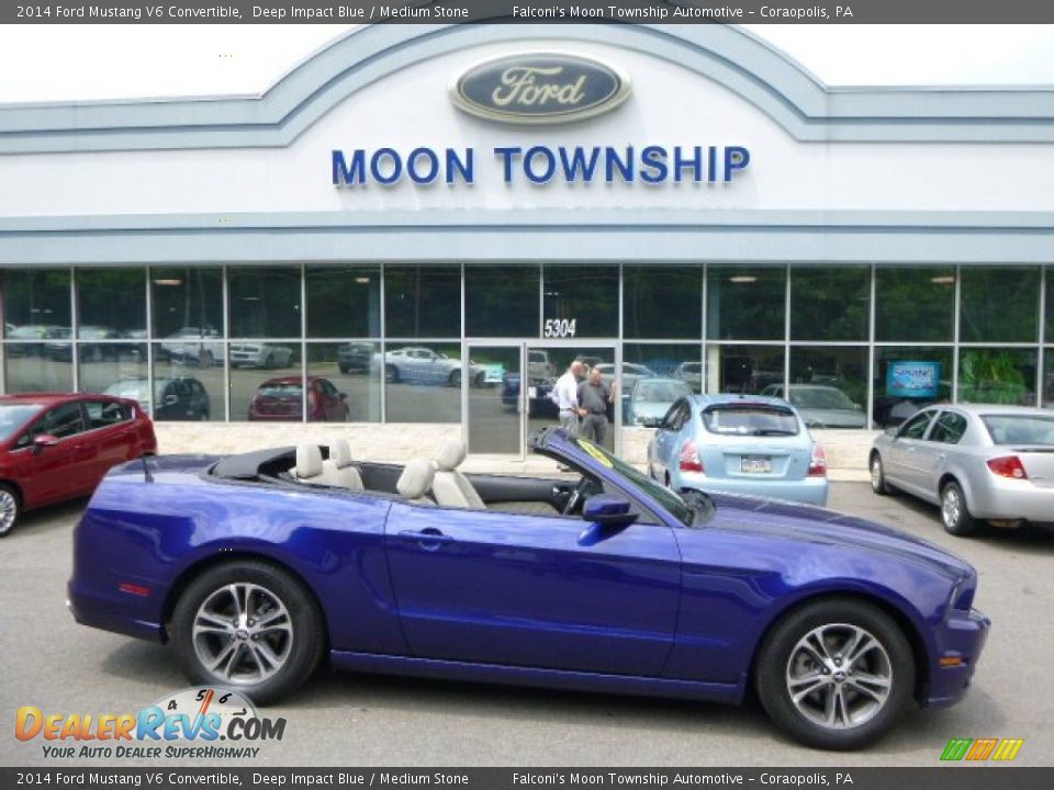 2014 Ford Mustang V6 Convertible Deep Impact Blue / Medium Stone Photo #1