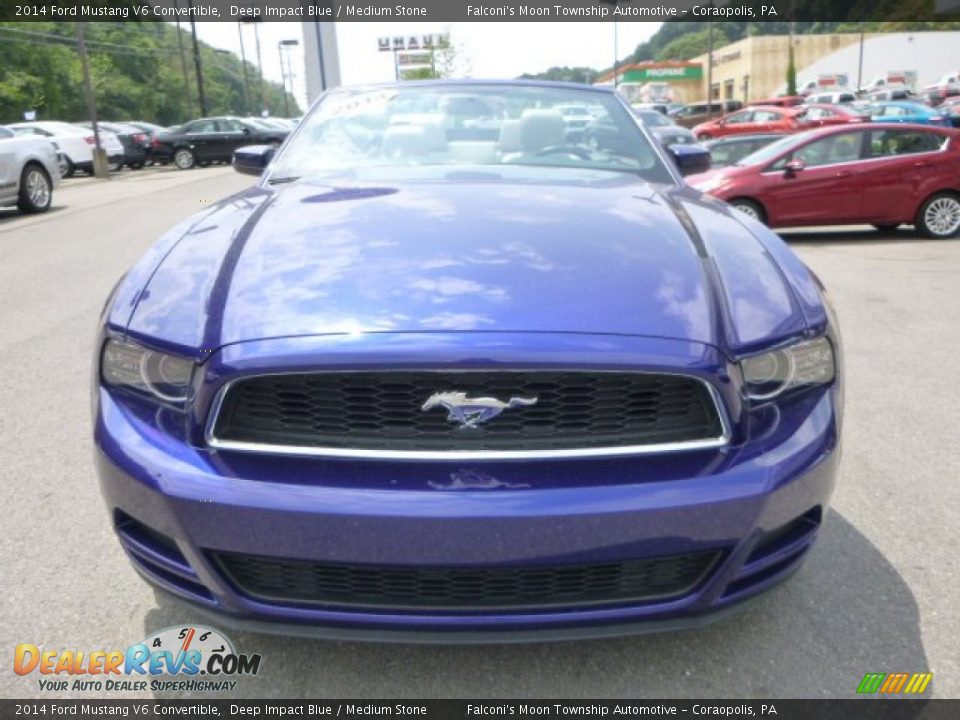 2014 Ford Mustang V6 Convertible Deep Impact Blue / Medium Stone Photo #7