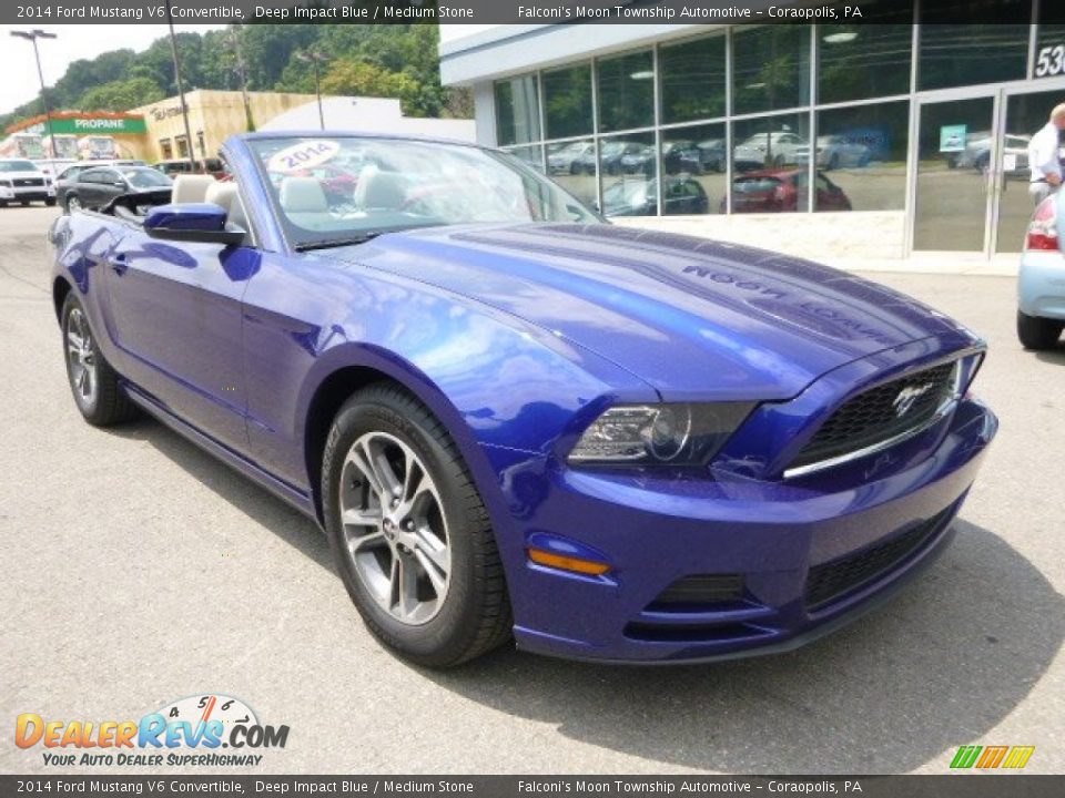 2014 Ford Mustang V6 Convertible Deep Impact Blue / Medium Stone Photo #8