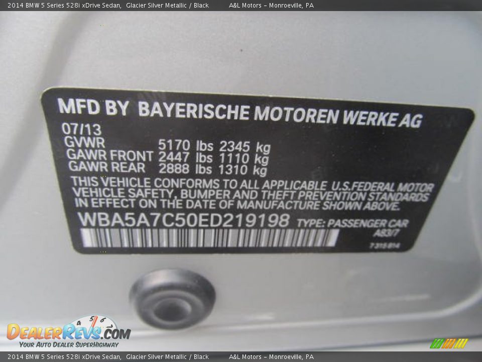 2014 BMW 5 Series 528i xDrive Sedan Glacier Silver Metallic / Black Photo #19