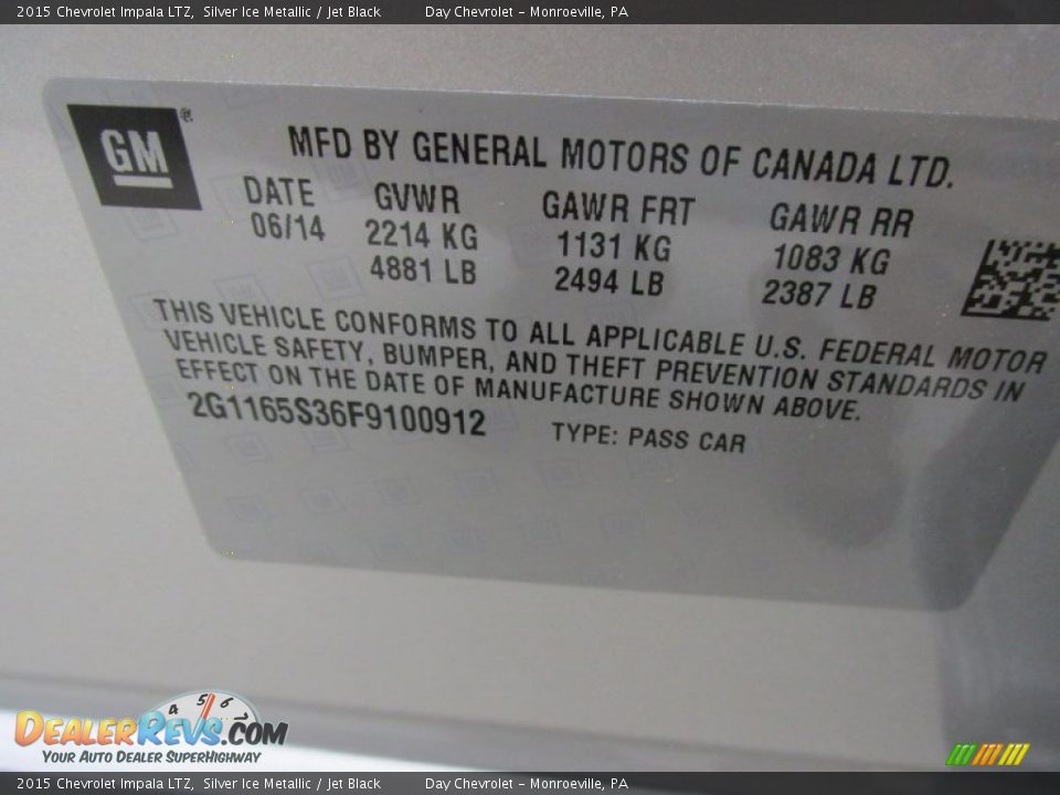 2015 Chevrolet Impala LTZ Silver Ice Metallic / Jet Black Photo #19