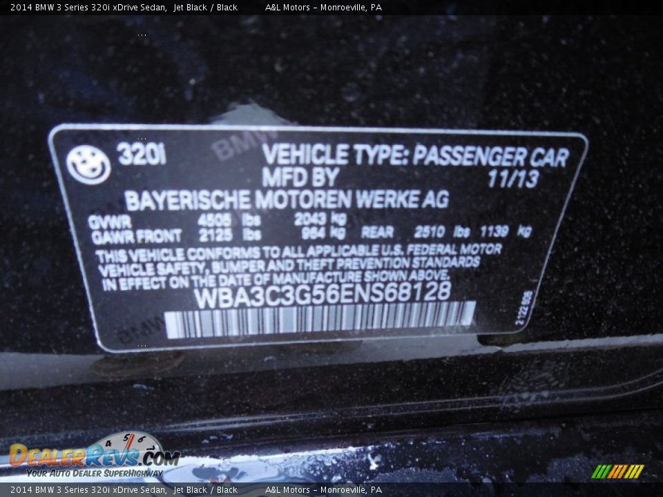 2014 BMW 3 Series 320i xDrive Sedan Jet Black / Black Photo #19