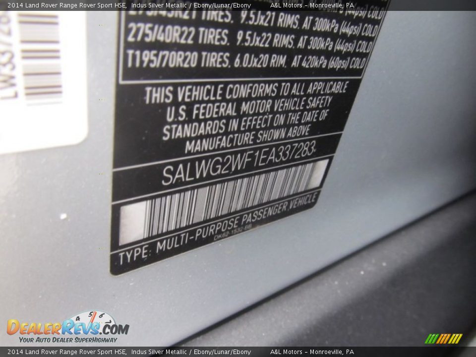 2014 Land Rover Range Rover Sport HSE Indus Silver Metallic / Ebony/Lunar/Ebony Photo #19