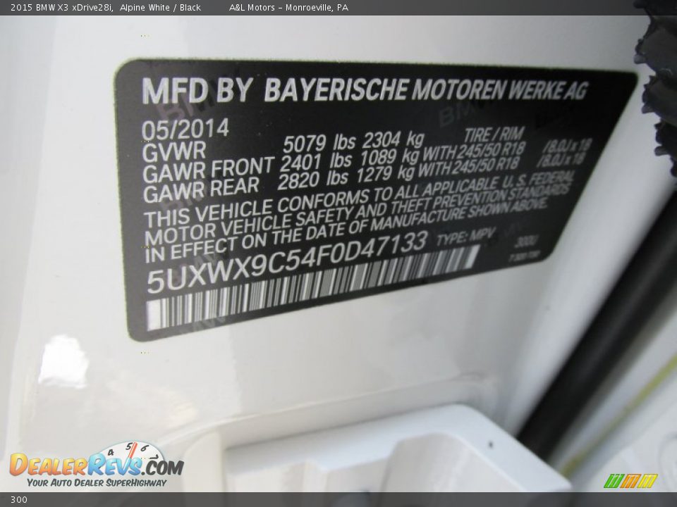 BMW Color Code 300 Alpine White