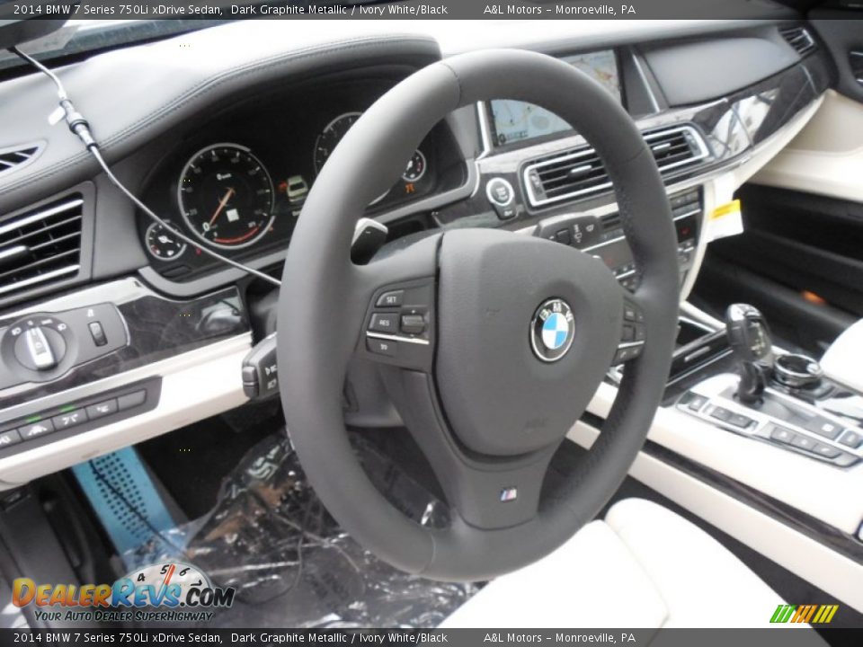 2014 BMW 7 Series 750Li xDrive Sedan Dark Graphite Metallic / Ivory White/Black Photo #14